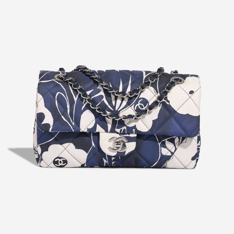 Chanel Timeless Medium Fabric Blue / White Front | Sell your designer bag