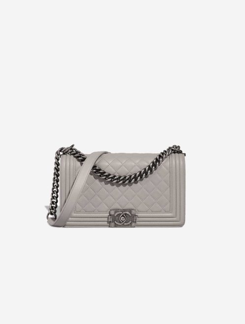 Chanel Boy New Medium Lamb Grey Front | Sell your designer bag