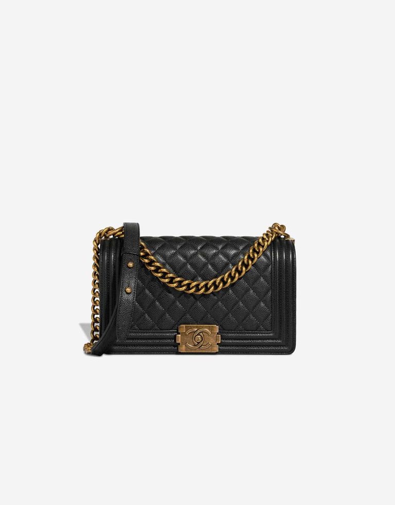 Chanel Boy Old Medium Caviar Black Front | Sell your designer bag