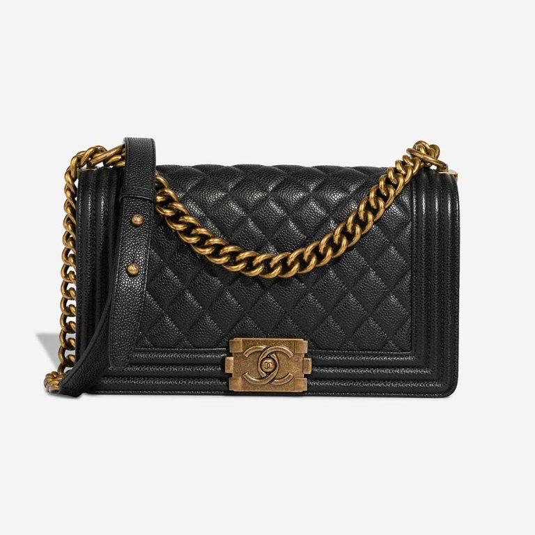 Chanel Boy Old Medium Caviar Black Front | Sell your designer bag