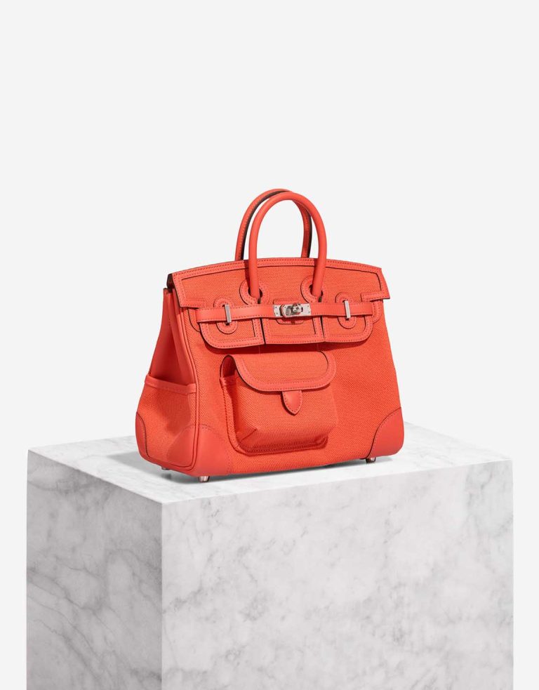 Hermès Birkin Cargo 25 Toile Goeland / Swift Orange Field Front | Sell your designer bag