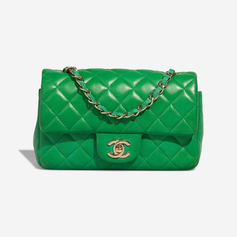 Chanel Timeless Mini Rectangular Lamb Green Front | Sell your designer bag