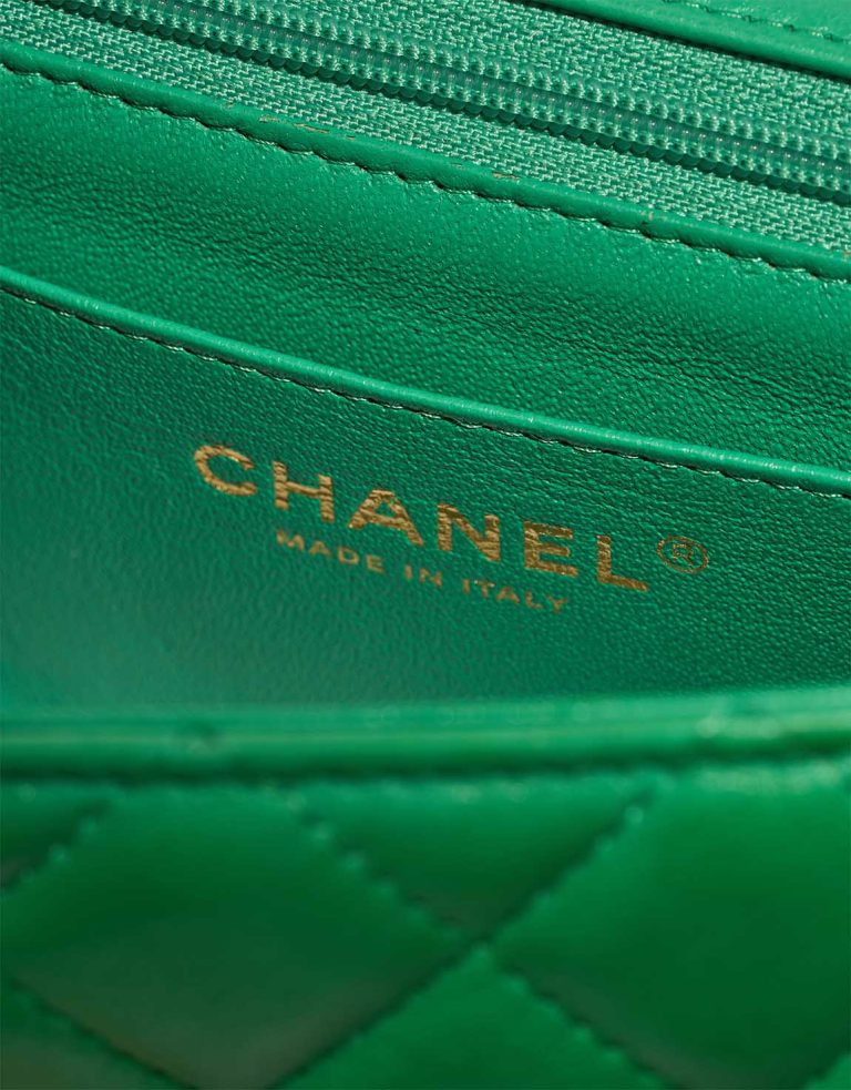 Chanel Timeless Mini Rectangular Lamb Green Logo | Sell your designer bag