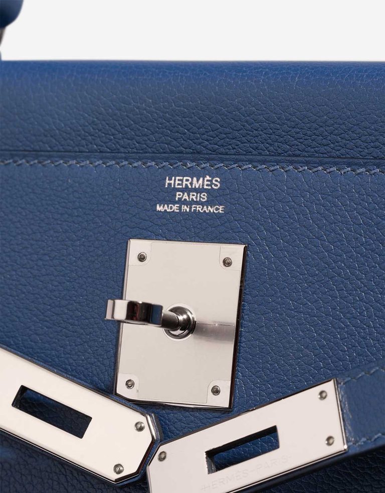 Hermès Kelly Verso 28 Evercolor Bleu Brighton / Capucine Logo | Sell your designer bag