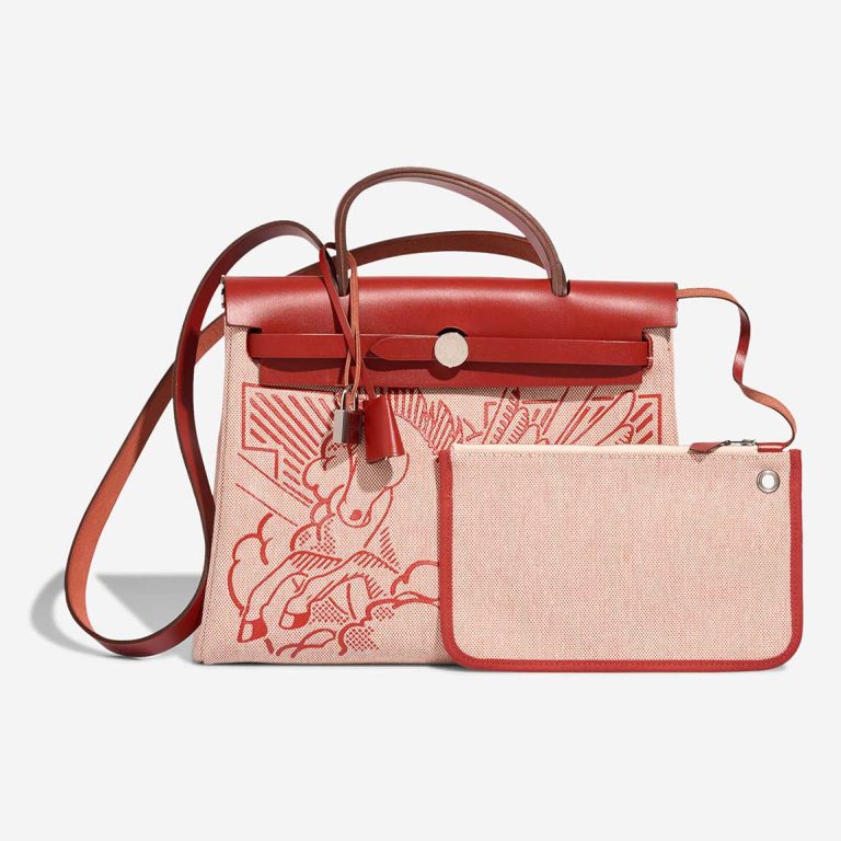 Hermès Herbag Pegasus 31 Toile H / Vache Hunter Rouge Piment / Écru / Sanguine Front | Sell your designer bag