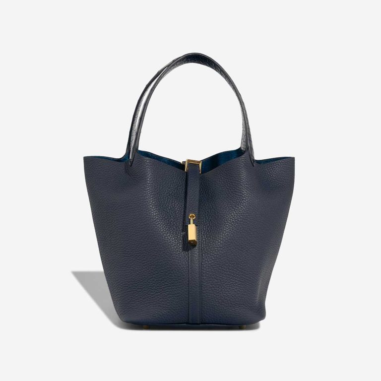 Hermès Picotin Touch 22 Taurillon Clémence / Alligator Mississippi Bleu Nuit / Bleu Marine Front | Sell your designer bag