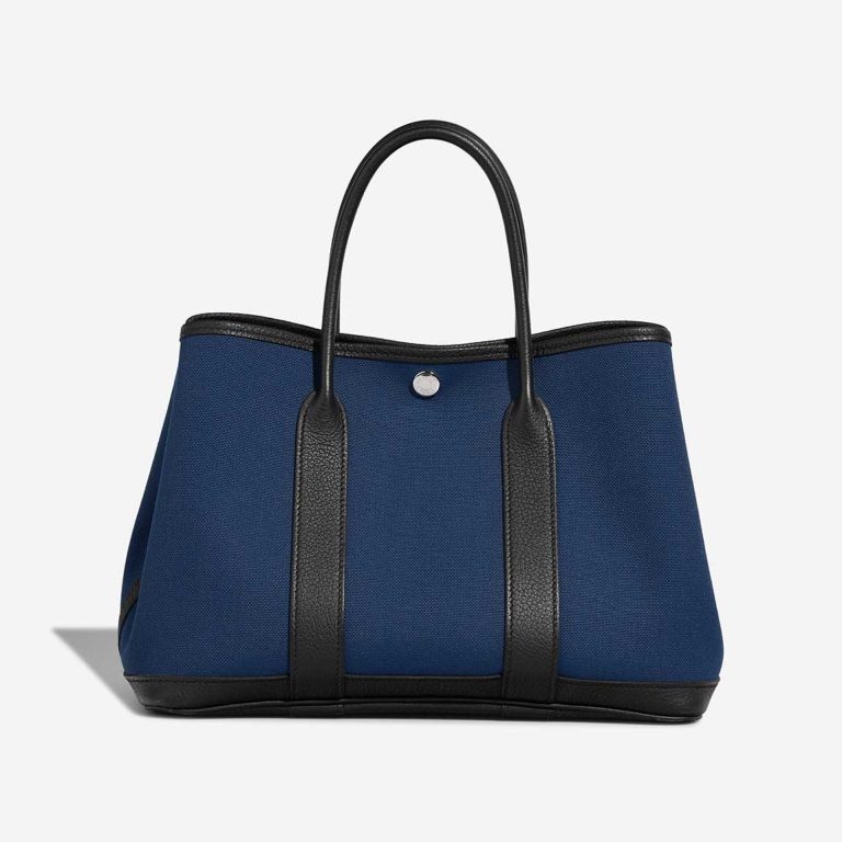 Hermès Garden Party 30 Taurillon Clémence / Toile Deep Blue / Black Front | Vendez votre sac de créateur