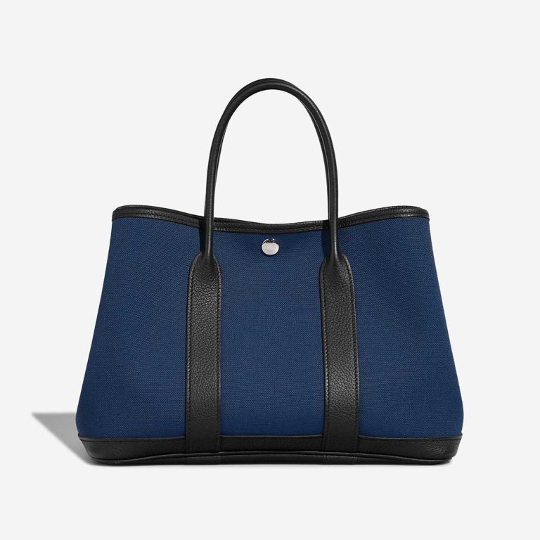 Hermès Garden Party 30 Taurillon Clémence / Toile Deep Blue / Black | Vendez votre sac de créateur