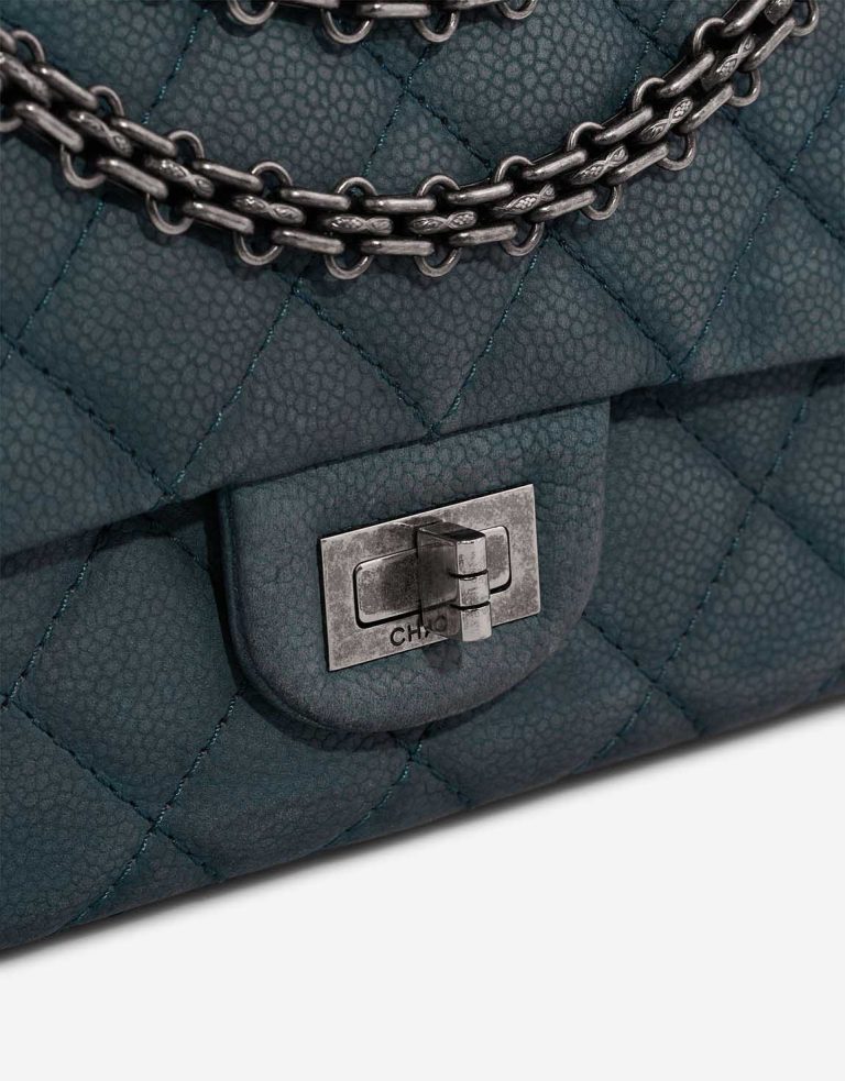 Chanel 2.55 Reissue 226 Caviar Petrol Blue Closing System | Sell your designer bag