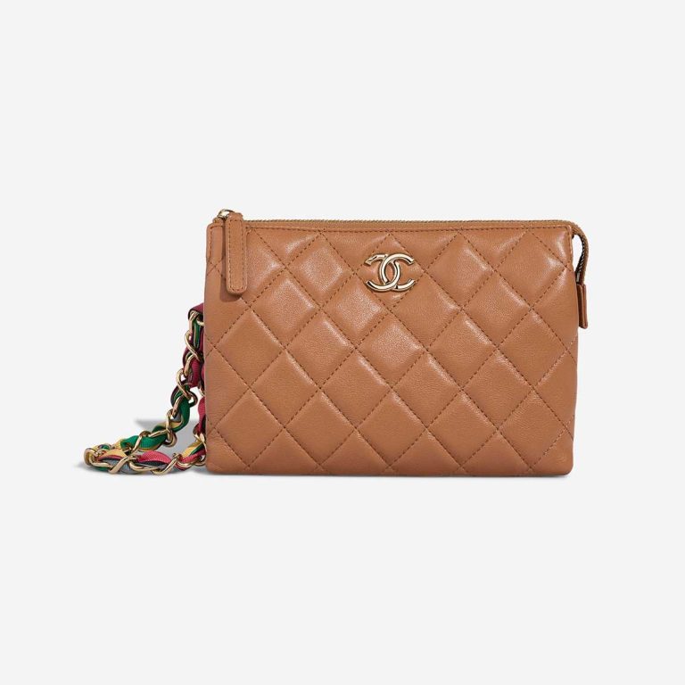 Chanel Pouch Klein Lammleder Cognac Front | Verkaufen Sie Ihre Designer-Tasche