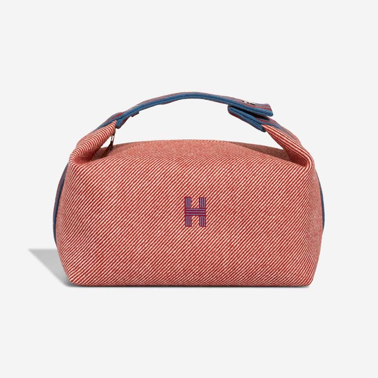 Hermès Bride-à-Brac Large Wool Rouge Duchesse / Écru / Cobalt Front | Sell your designer bag