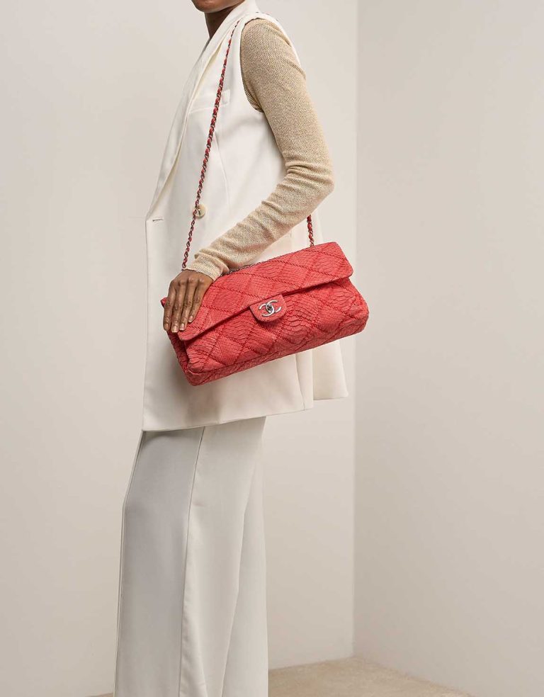 Chanel Timeless Maxi Flap Bag Python Red Front | Sell your designer bag