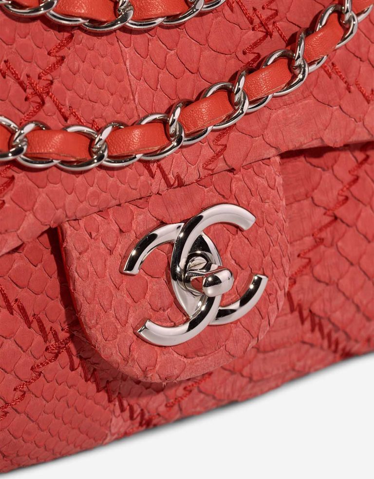 Chanel Timeless Maxi Flap Bag Python Red Closing System | Sell your designer bag