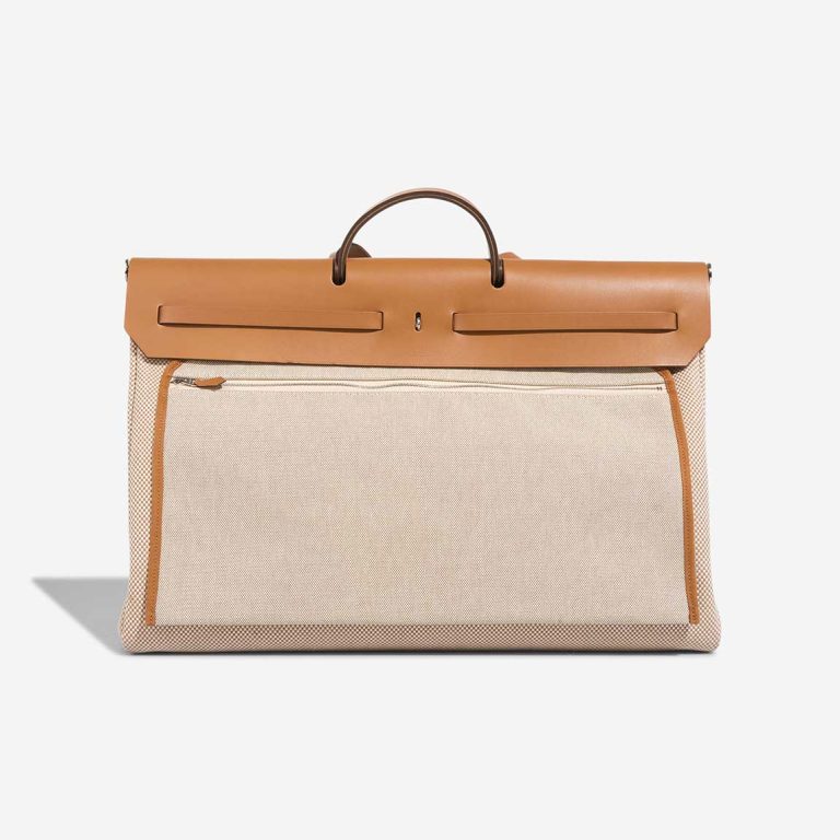 Hermès Herbag 50 Vache Hunter / Toile Quadrille Naturel / Écru / Gold | Sell your designer bag