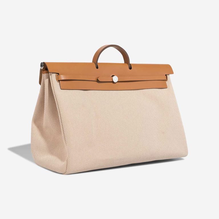 Hermès Herbag 50 Vache Hunter / Toile Quadrille Naturel / Écru / Gold | Sell your designer bag