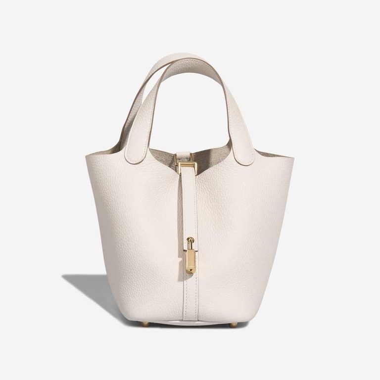 Hermès Picotin 18 Taurillon Clémence Gris Pale Front | Vendre votre sac de créateur