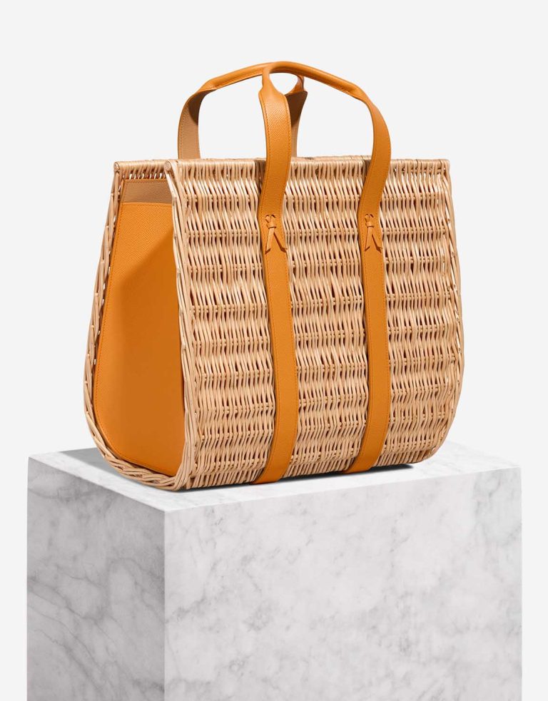 Hermès Petit h Picnic Basket Wicker / Epsom Apricot / Trench / Naturel Front | Sell your designer bag