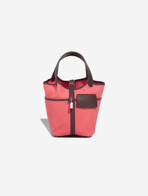 Hermès Picotin Cargo 18 Toile Goeland / Swift Rose Texas / Rouge Sellier Front | Sell your designer bag