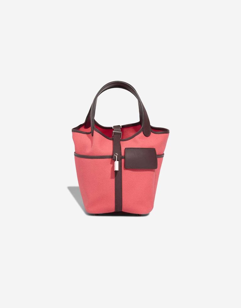 Hermès Picotin Cargo 18 Toile Goeland / Swift Rose Texas / Rouge Sellier Front | Sell your designer bag