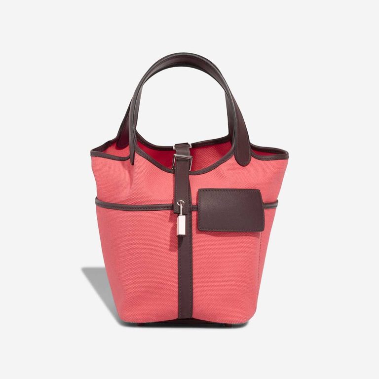 Hermès Picotin Cargo 18 Toile Goeland / Swift Rose Texas / Rouge Sellier Front | Sell your designer bag