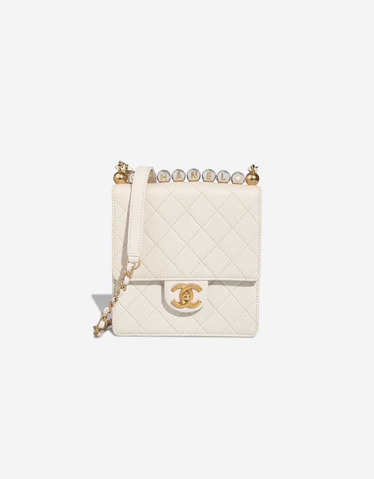 Chanel Flap Bag Small Lamb White / Gold Front | Sell your designer bag