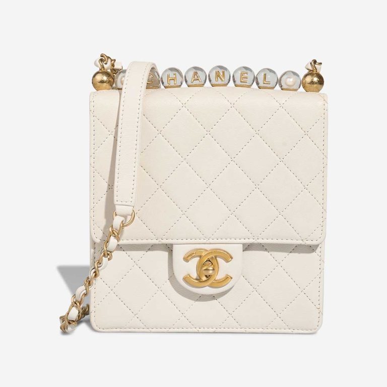 Chanel Flap Bag Small Lamb White / Gold Front | Sell your designer bag