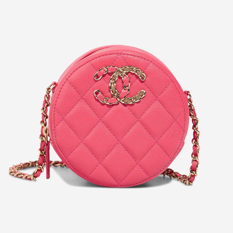 Chanel 19 Round Clutch Caviar Pink Front | Sell your designer bag