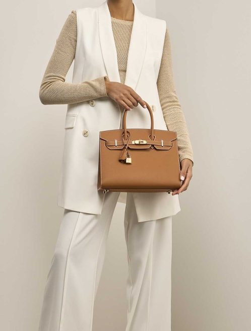 Hermès Birkin 30 Epsom Gold on Model | Sell your designer bag