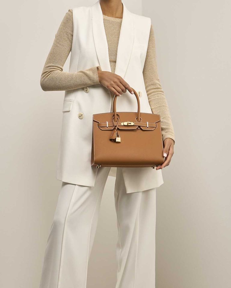 Hermès Birkin 30 Epsom Gold on Model | Sell your designer bag