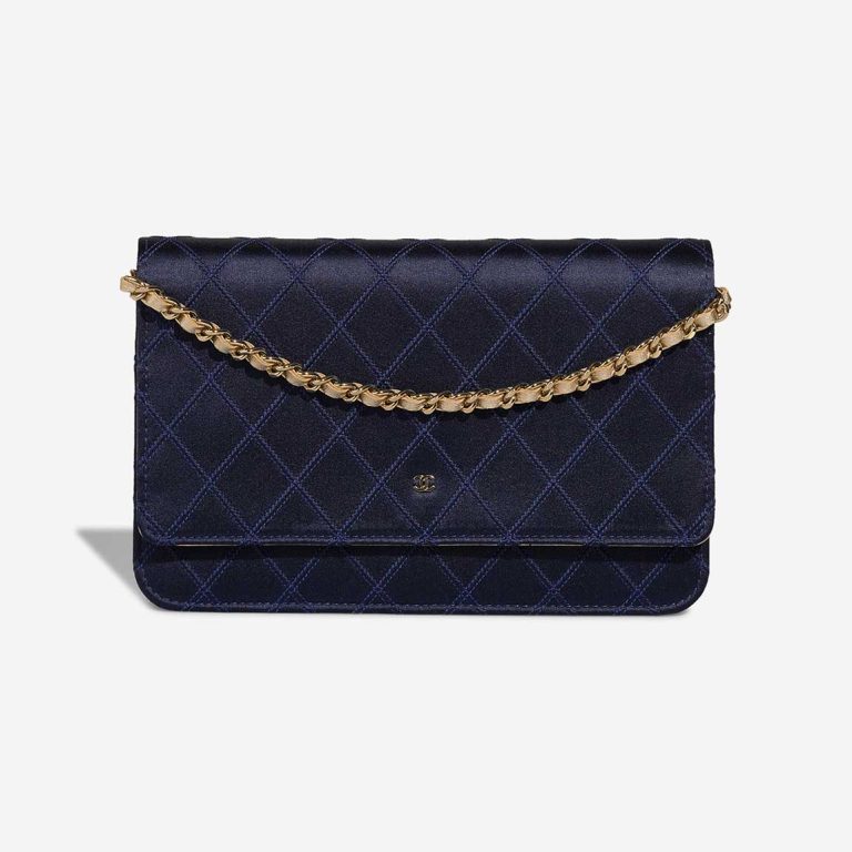 Chanel Timeless Wallet On Chain Silk / Lamb Blue / Gold Front | Sell your designer bag