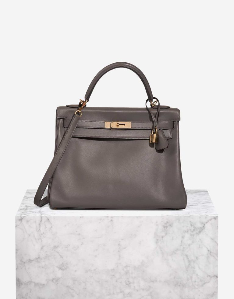 Hermès Kelly HSS 32 Swift Gris Meyer / Rouge Grenat Front | Sell your designer bag