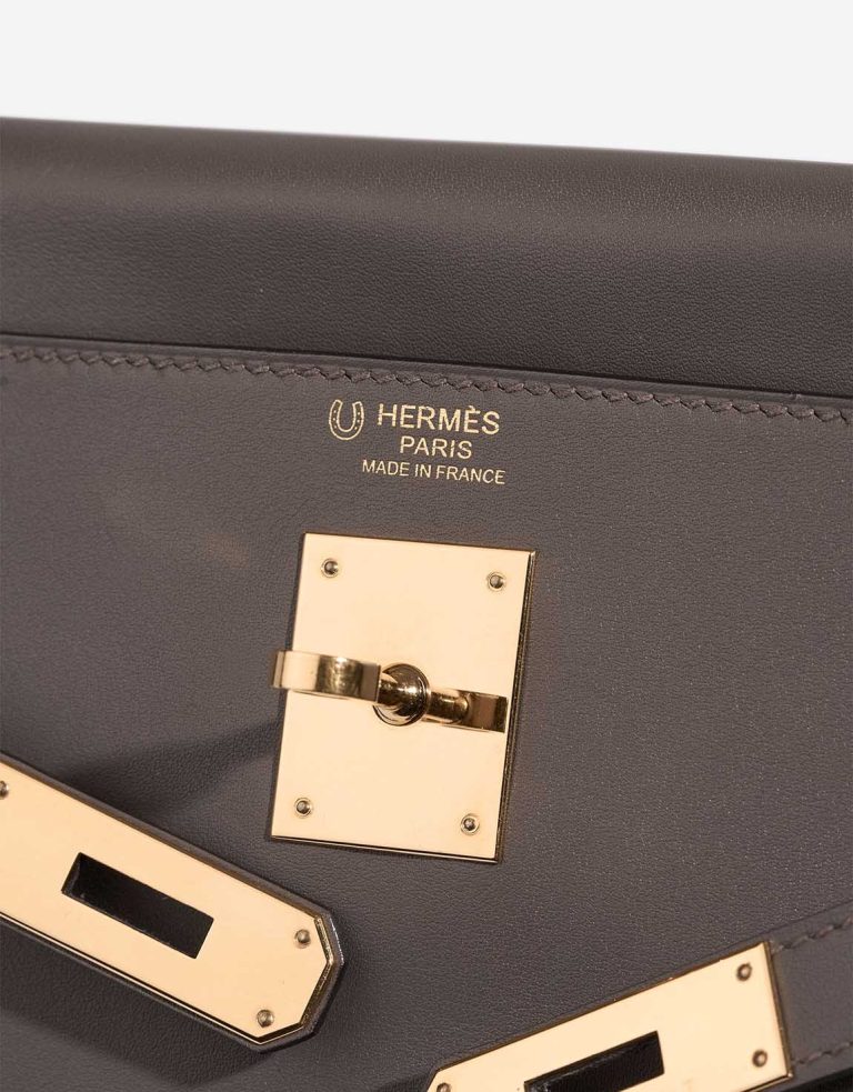 Hermès Kelly HSS 32 Swift Gris Meyer / Rouge Grenat Logo | Vendre votre sac de créateur