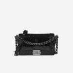 Chanel Boy Old Medium Patent Black Front | Sell your designer bag