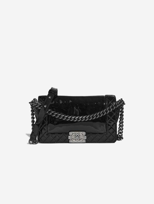 Chanel Boy Old Medium Patent Black Front | Sell your designer bag