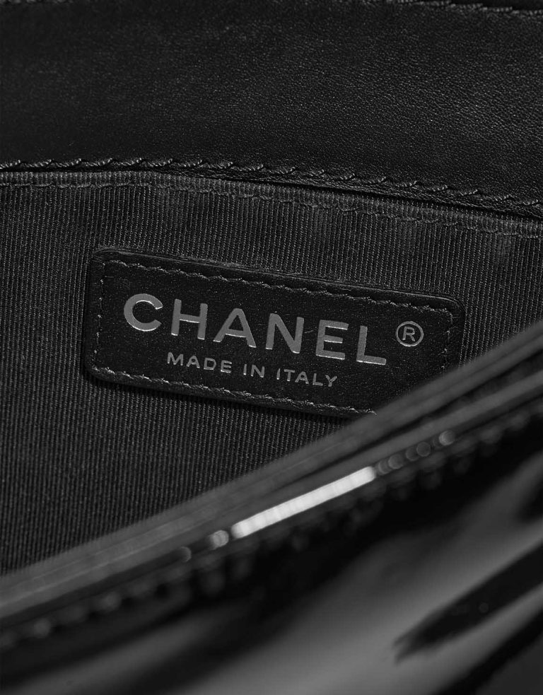 Chanel Boy Old Medium Patent Black Logo | Sell your designer bag