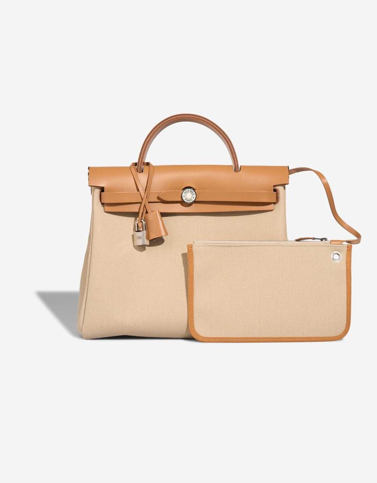 Hermès Herbag 31 Toile Militaire / Vache Hunter Béton / Sable Naturel / Nata Front | Sell your designer bag