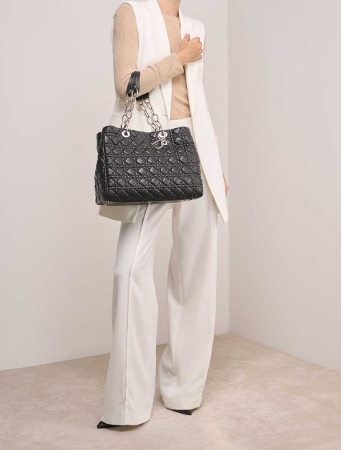 Dior Shopper Medium Lamb Black on Model | Sell your designer bag