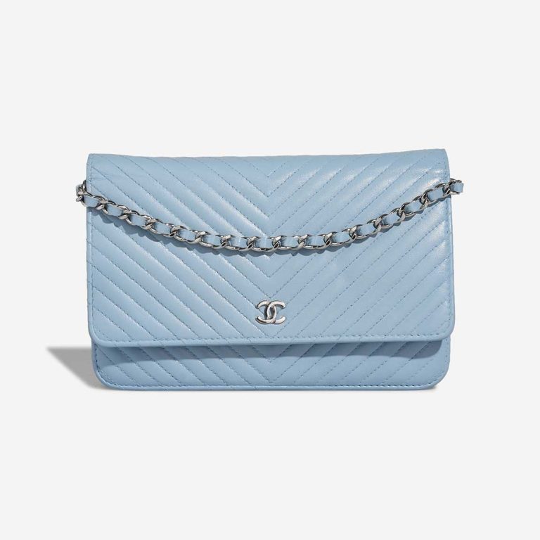 Chanel Timeless Wallet On Chain Lamb Blue Front | Sell your designer bag