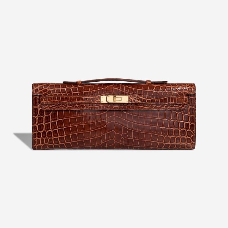 Hermès Kelly Cut Clutch Alligator Mississippi Miel Front | Sell your designer bag