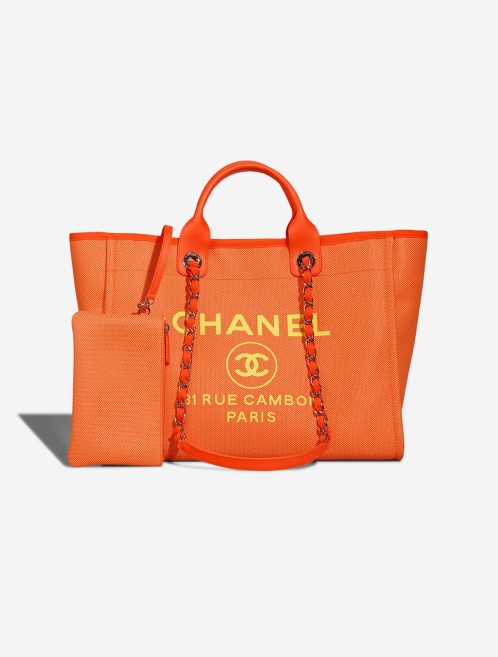 Chanel Deauville Large Canvas Neon Orange / Neon Yellow Front | Sell your designer bag