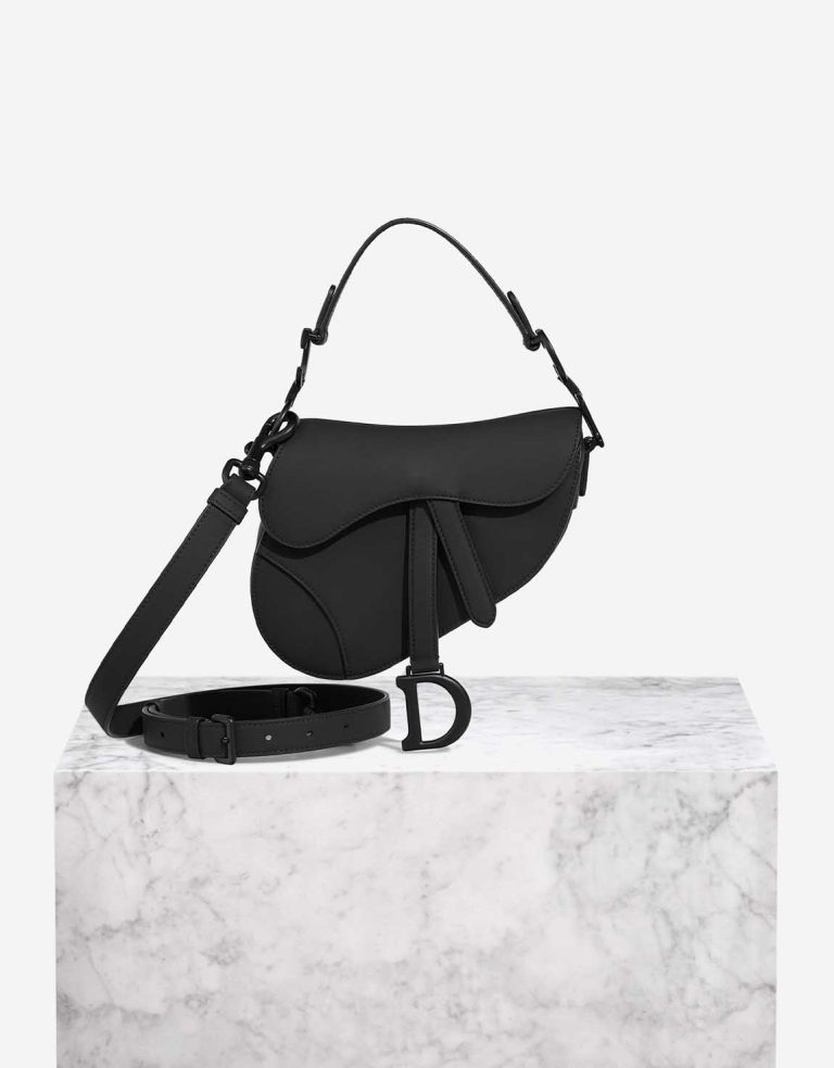 Dior Saddle Mini Calf Black Matte Front | Sell your designer bag