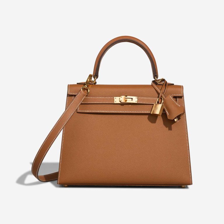 Hermès Kelly 25 Epsom Gold Front | Verkaufen Sie Ihre Designer-Tasche