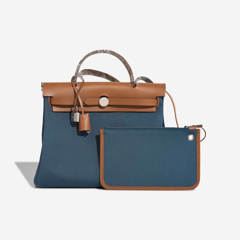 Hermès Herbag 31 Toile Retourné Bleu Tempete Front | Verkaufen Sie Ihre Designertasche