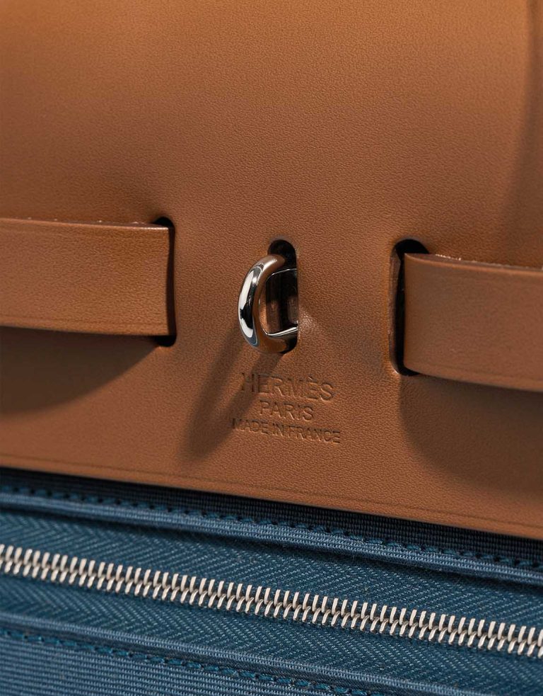 Hermès Herbag 31 Toile Retourné Bleu Tempete Logo | Verkaufen Sie Ihre Designertasche