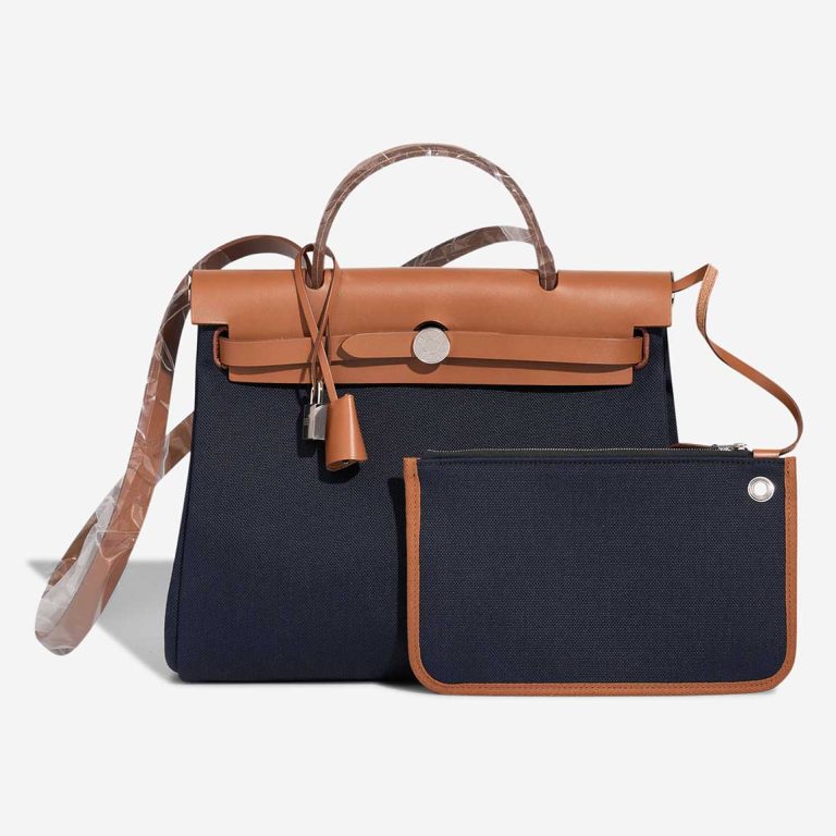 Hermès Herbag 31 Toile / Vache Hunter Bleu Marine / Naturel Front | Sell your designer bag