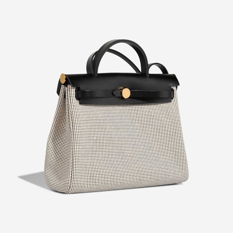 Hermès Herbag 31 Vache Hunter / Toile Quadrille Écru / White / Black | Sell your designer bag