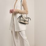 Chanel Timeless 'Sand By The Sea' Medium Lamb / PVC / Pearls Black / Beige on Model | Sell your designer bag