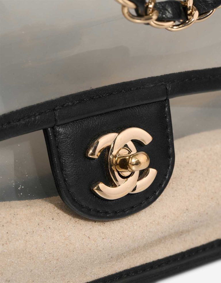 Chanel Timeless 'Sand By The Sea' Medium Lamb / PVC / Pearls Black / Beige Closing System | Sell your designer bag