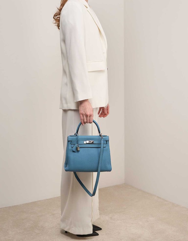 Hermès Kelly 28 Taurillon Clémence Turquoise Front | Sell your designer bag