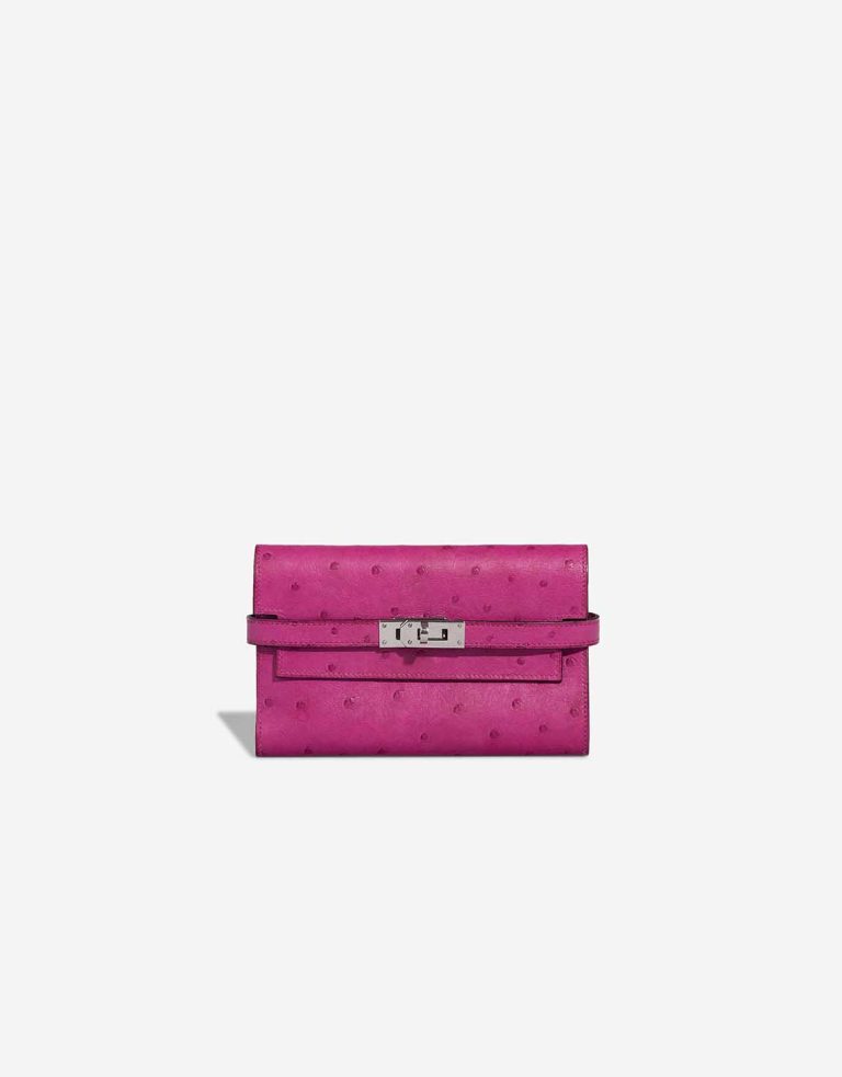 Hermès Kelly Depliant Wallet Medium Ostrich Rose Pourpre Front | Sell your designer bag